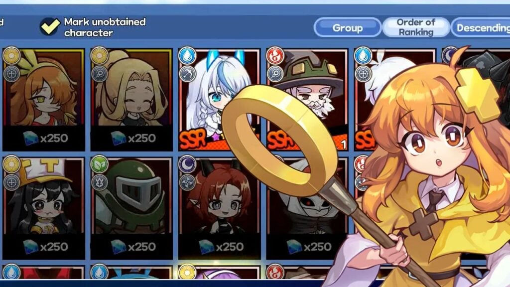 Feature image for our Newbie Life: Idle RPG tier list. It shows a character selection screen from the game, overlaid with promo art of a girl character with blonde hair and a staff tipped with a gold ring.