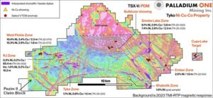 Palladium One upptäcker mycket anomala nickel-, koppar- och koboltvärden mellan West Pickle- och RJ-zonerna på Tyko Ni