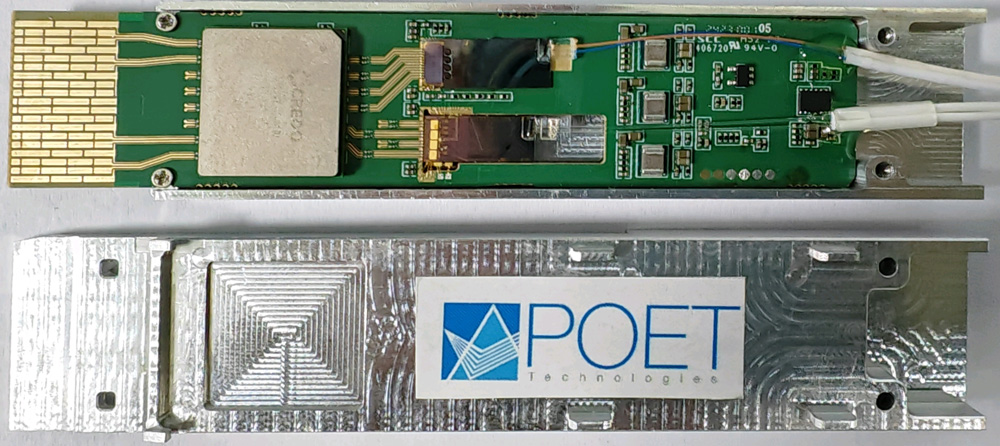POET’s prototype 400G transceiver module.