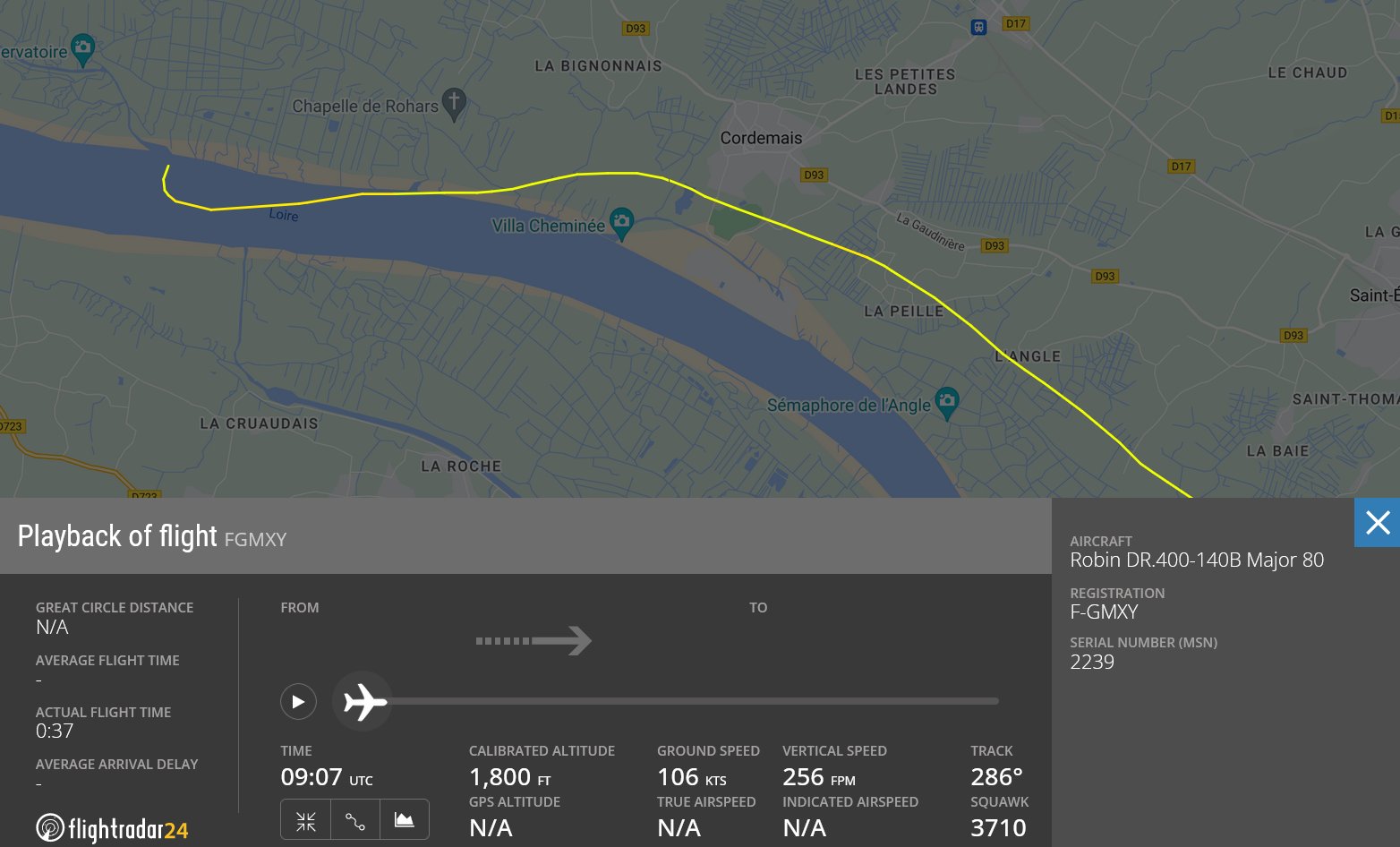 Robin DR.400 private aircraft crashes into Loire river, three passengers presumed dead