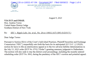 SEC to seek interlocutory appeal in Ripple case