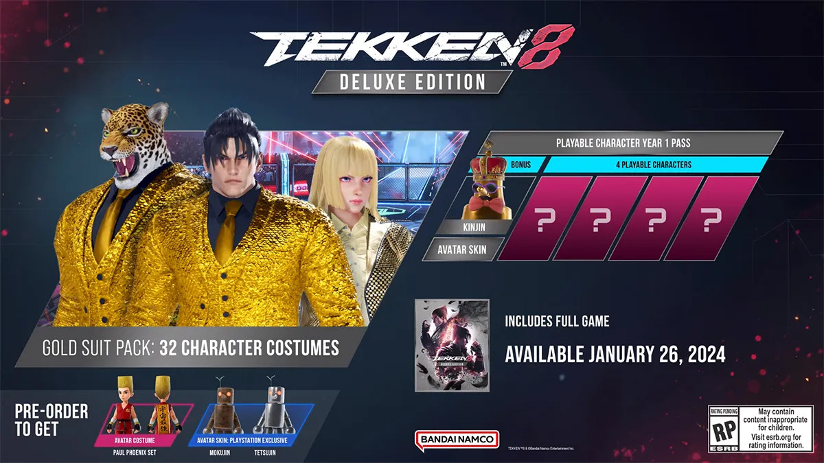 Stock image of the contents of the Tekken 8 Deluxe Edition