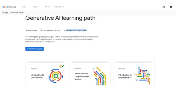 Generative AI course learning path