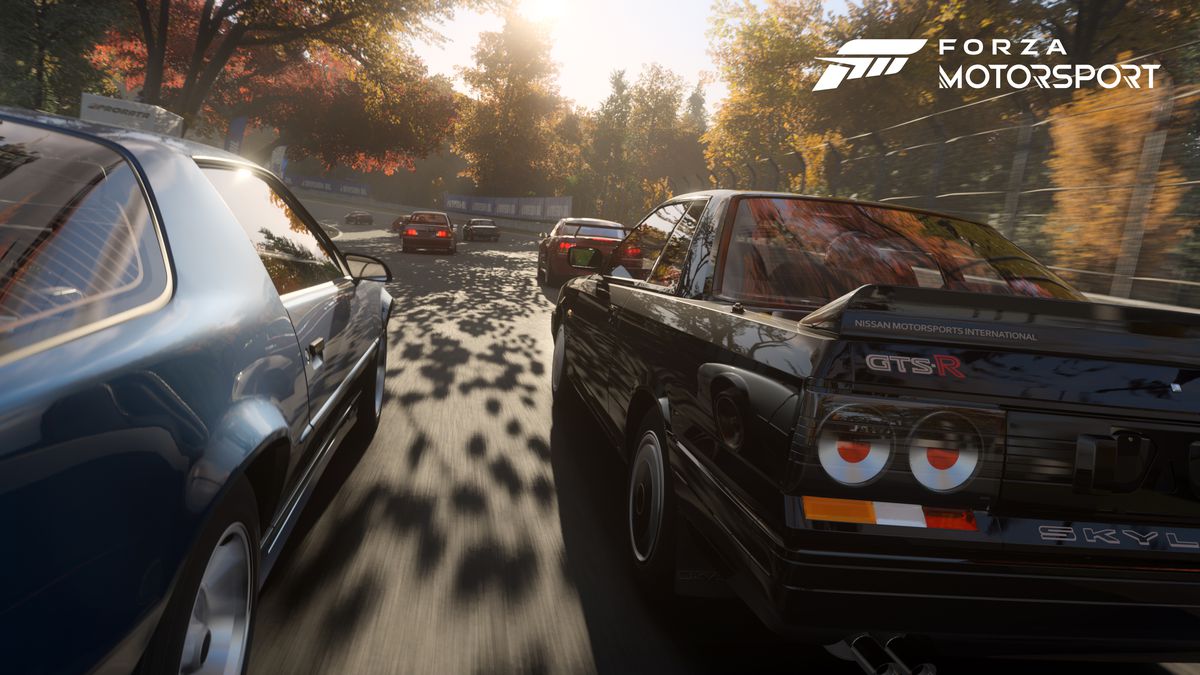 Some classic 1990s Japanese tuner cars race on the Maple Valley track in Forza Motorsport (2023)