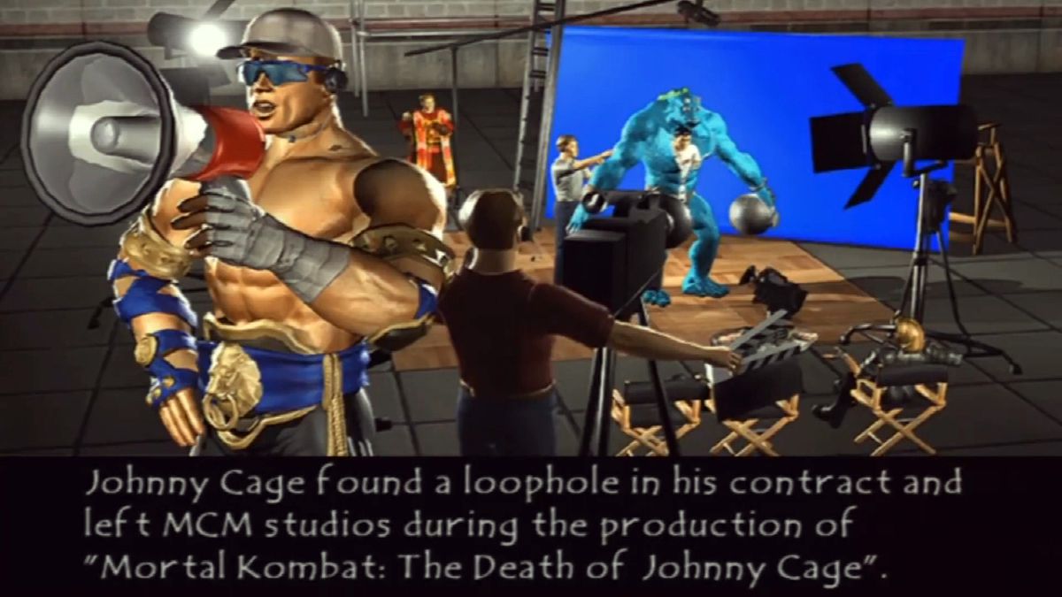 Johnny Cage directs a scene in his ending from Mortal Kombat Deadly Alliance