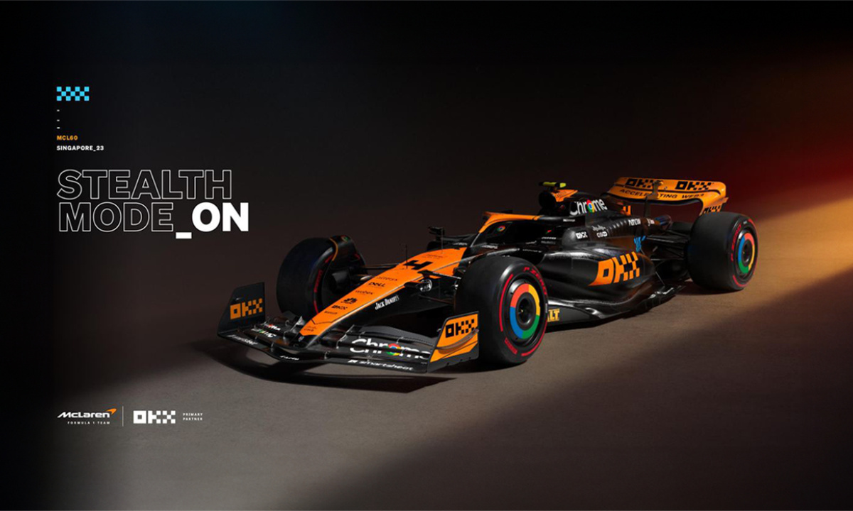 OKX Switch McLaren MCL60 Race Car to Stealth Mode for the Singapore Grand Prix - The Daily Hodl