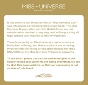 Filippinsk blockkedjevecka tar upp Miss Universe-anklagelser om myntbedrägeri