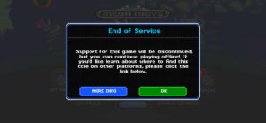Select ‘SEGA Forever’ Games Have Been Delisted on iOS and Android, “End of Service” Notifications In-Game for Some – TouchArcade
