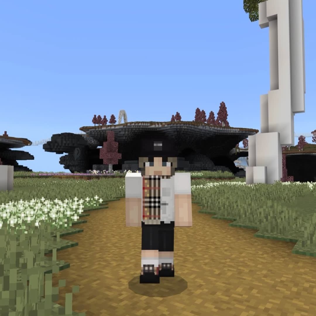 Minecraft character wearing Burberry fashion