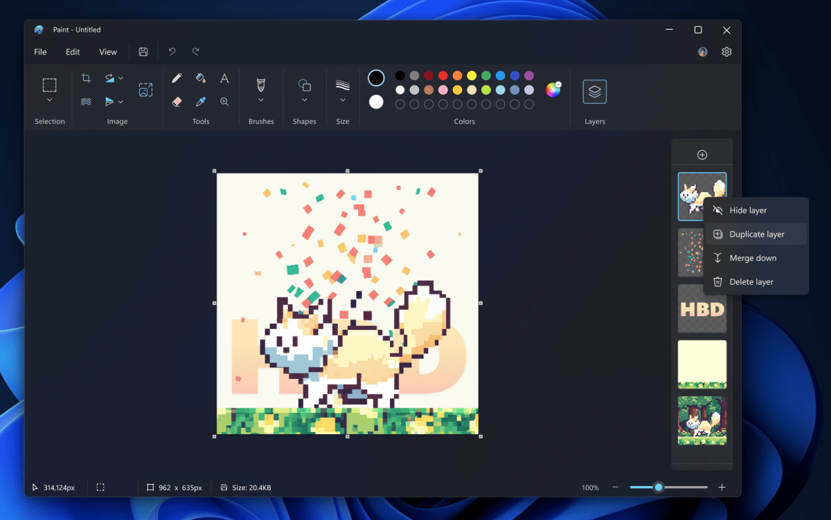 Paint with layer support in Windows 11 (Insider build)