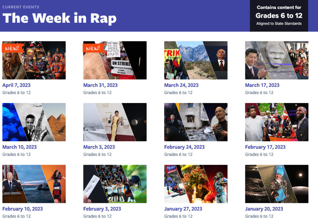 The Week in Rap -aiheiset oppitunnit