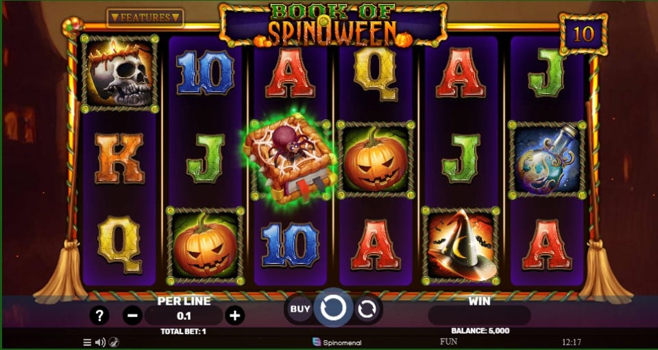 Book of SpinOWeen slot reels by Spinomenal