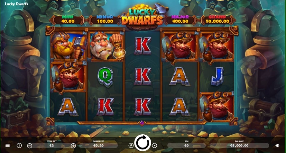 Lucky Dwarfs slot reels by ELA Games