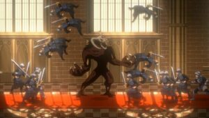 Carrion sreča Castlevanio v Necrofugitive – 2D prikriti akcijski igri, kjer lahko vaši sovražniki nastavljajo pasti in se učijo iz vašega klanja
