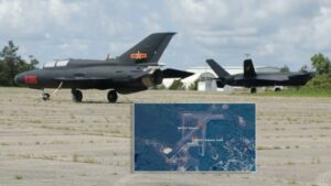 Chinesische Kampfflugzeugmodelle erscheinen auf dem Marine Corps Auxiliary Airfield in North Carolina