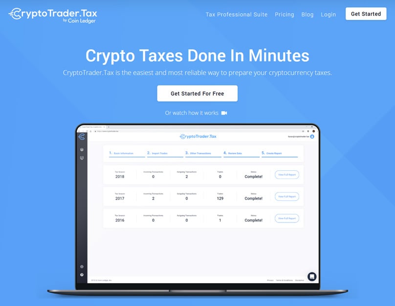 Cryptotrader.tax Homepage