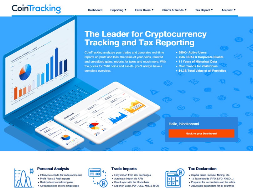 Cointracking Homepage