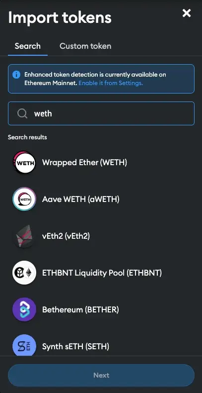 Select WETH