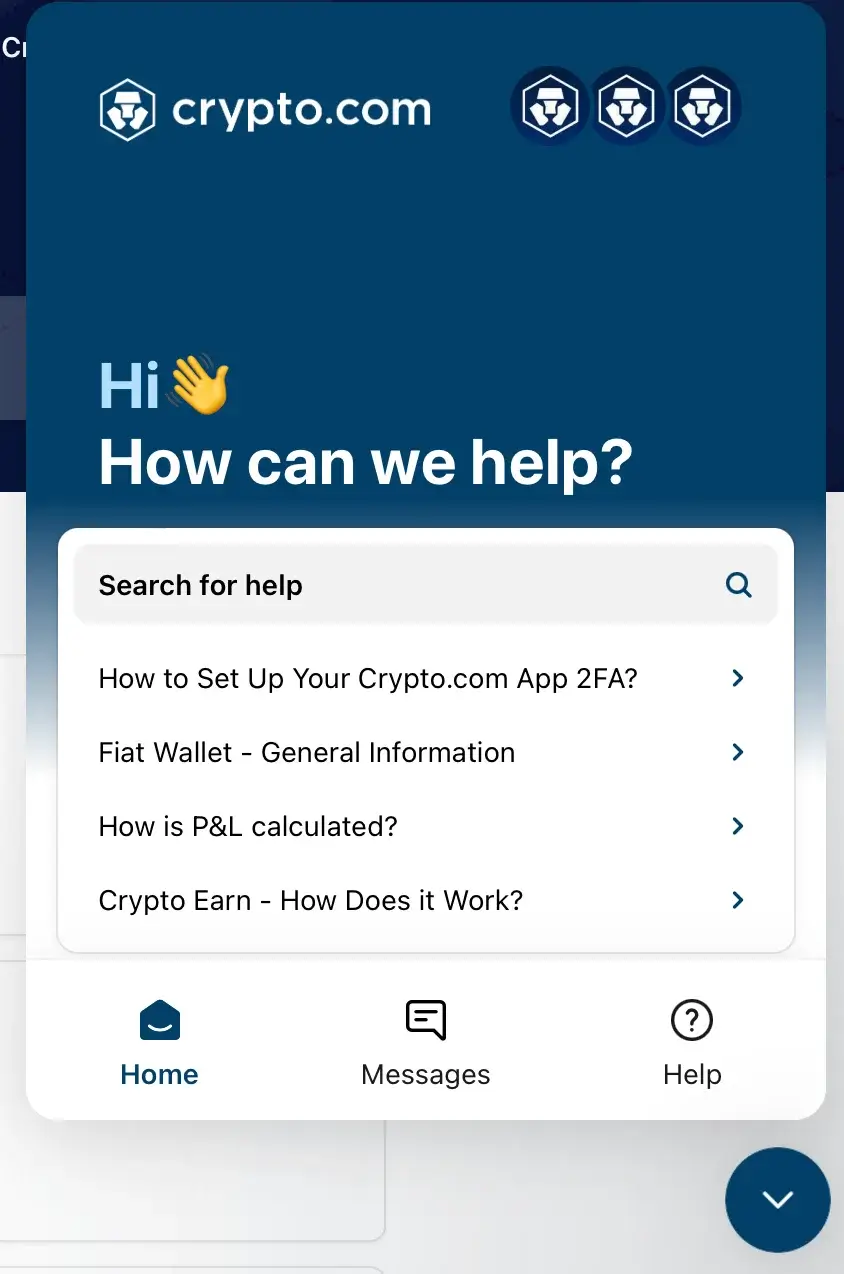 Contact Crypto.com Customer Support Team via In-App Chat