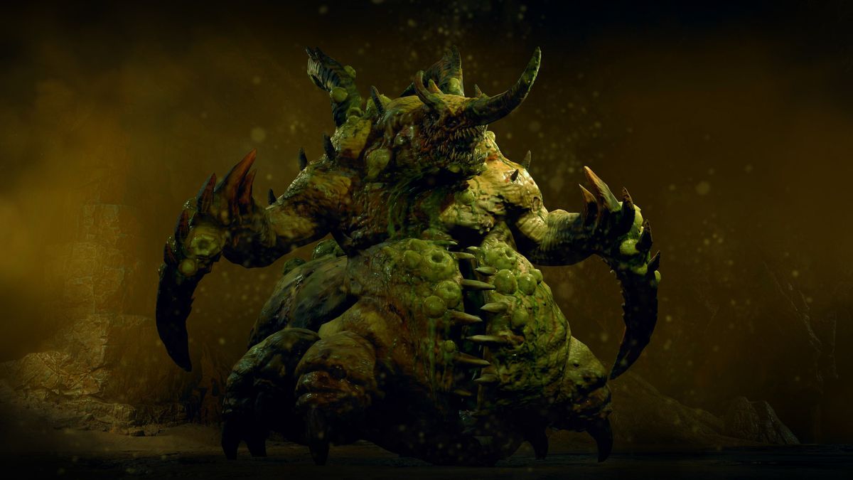 Duriel the King of Maggots stands grossly in key art for Diablo 4 season 2.