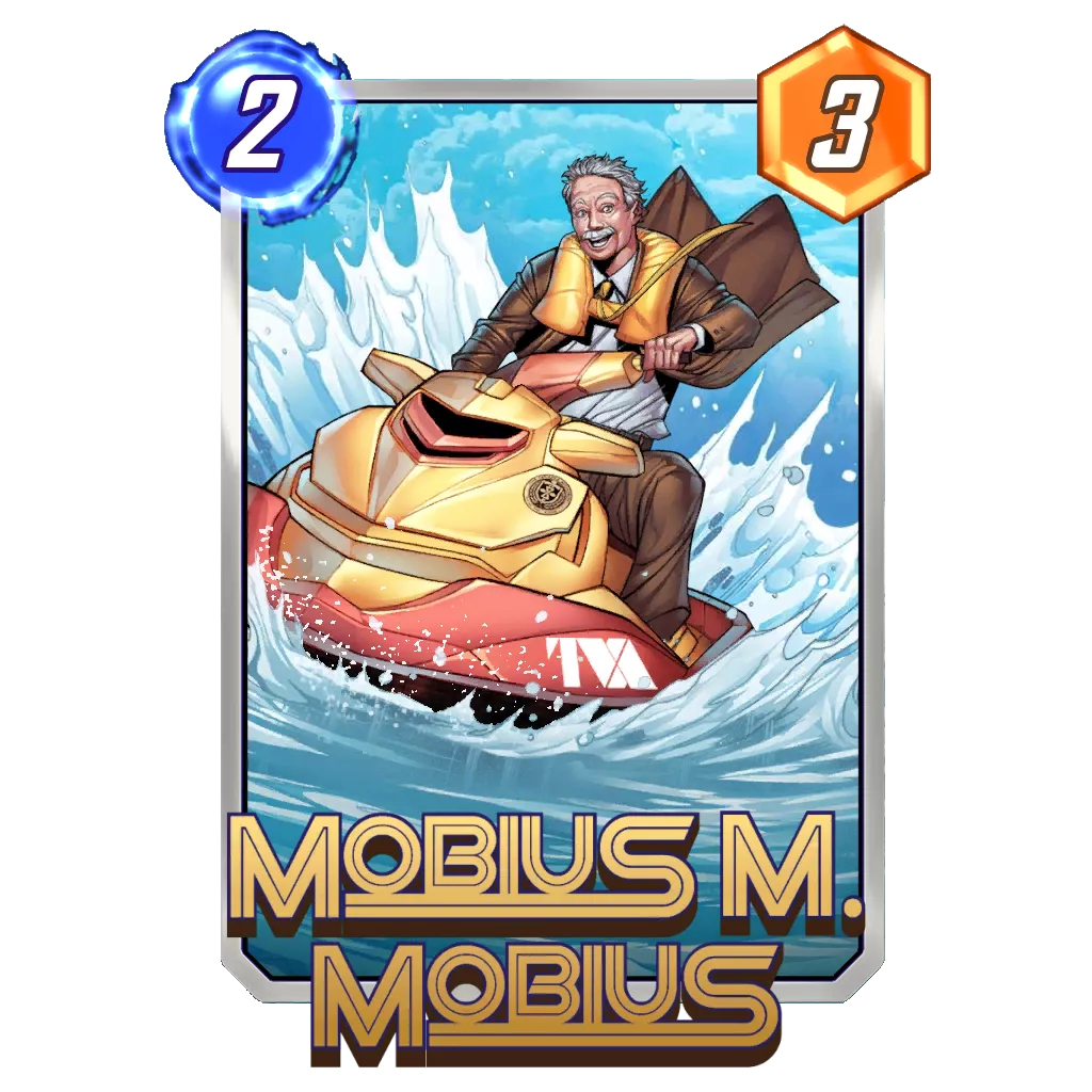The Mobius M. Mobius Jet Ski variant card from Marvel Snap