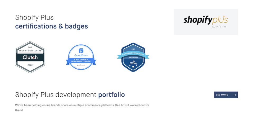 Shopify Plus Certifications and Badges
