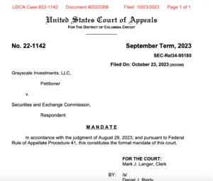 미국 법원은 그레이스케일 판결에 대한 명령을 내려 SEC가 현물 비트코인 ​​ETF를 검토할 수 있는 길을 열었습니다.