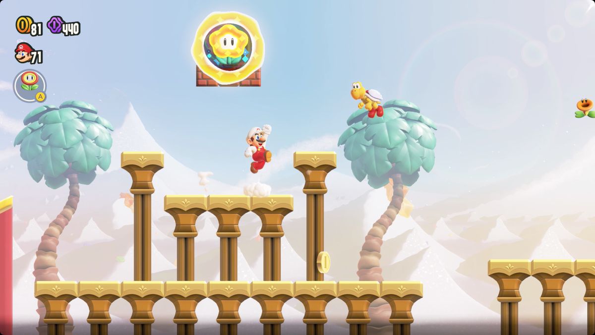Super Mario Bros. Wonder Valley Fulla Snootles screenshot showing the Wonder Flower location.