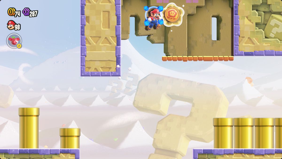 Super Mario Bros. Wonder Search Party: Pipe Park screenshot showing the third Wonder Token location.