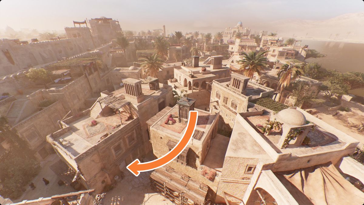 Assassin’s Creed Mirage image showing the location of the A Holy Hoard Enigma