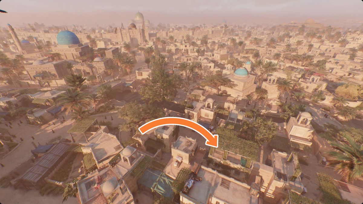 Assassin’s Creed Mirage image showing the location of the The Gift Enigma