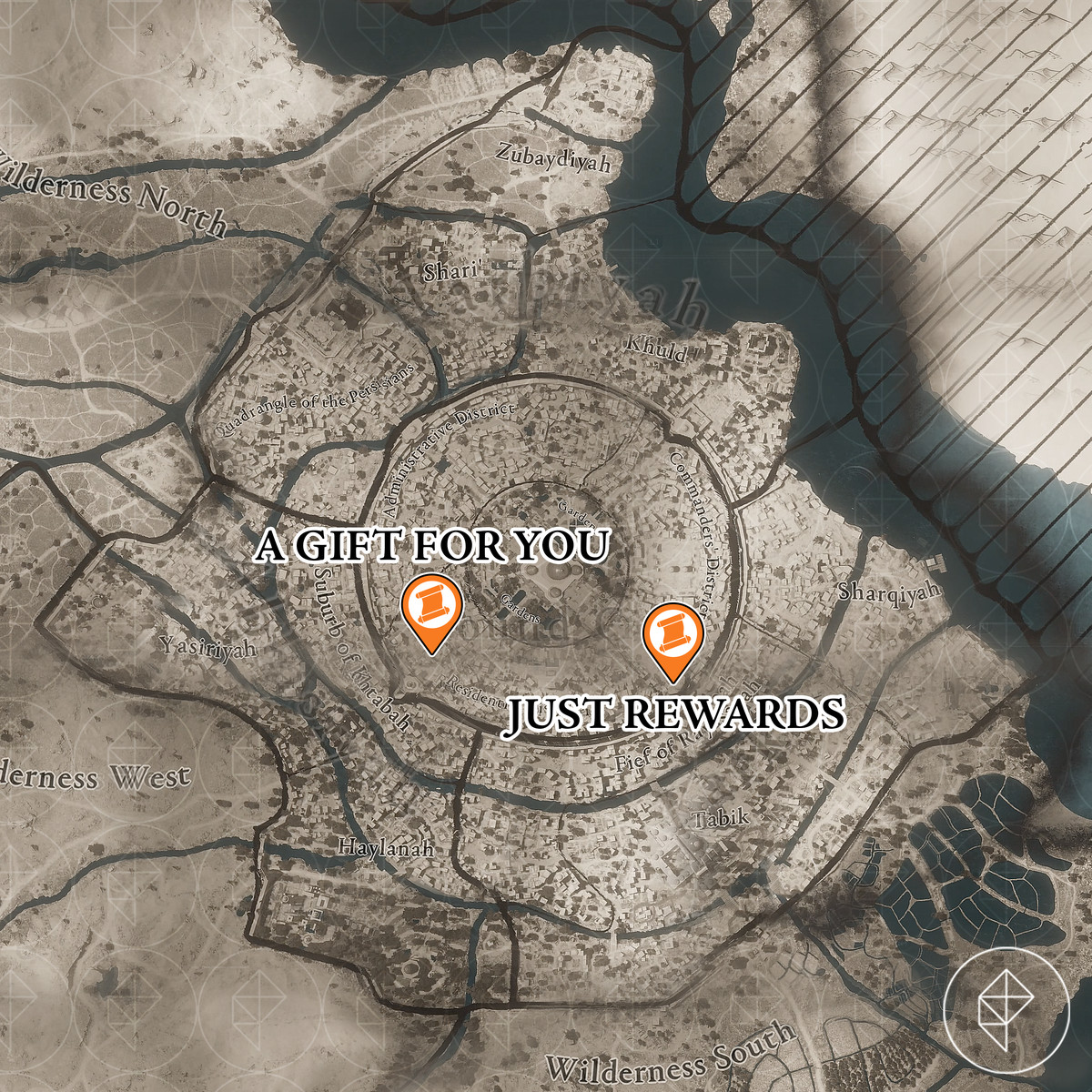 Assassin’s Creed Mirage Round City district Enigma clue locations 
