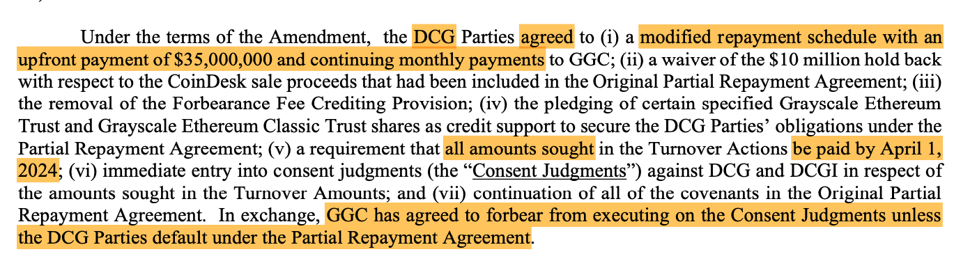 जेनेसिस ने 620 मिलियन डॉलर के मुकदमे को समाप्त करने के लिए मूल कंपनी डीसीजी के साथ पुनर्भुगतान समझौता किया