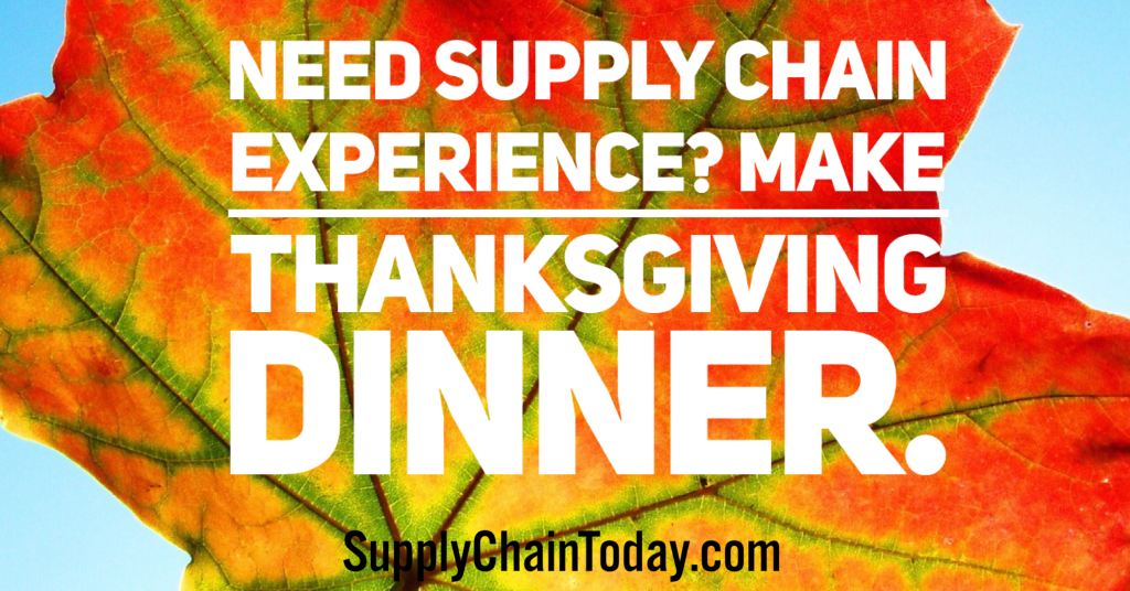Lav Thanksgiving-middag for at få Supply Chain-oplevelse. -