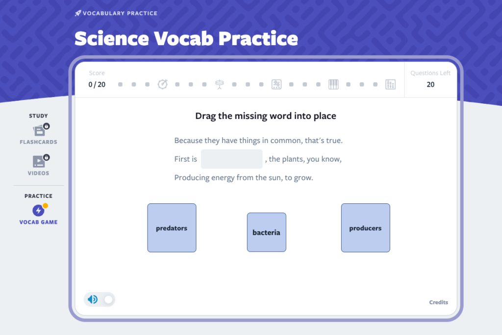 Science Vocabulary Practice Vocab Game