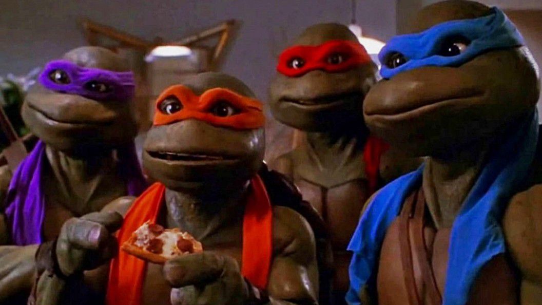 Donatello, Michelangelo, Raffaello e Leonardo nelle Tartarughe Ninja degli anni '1990.