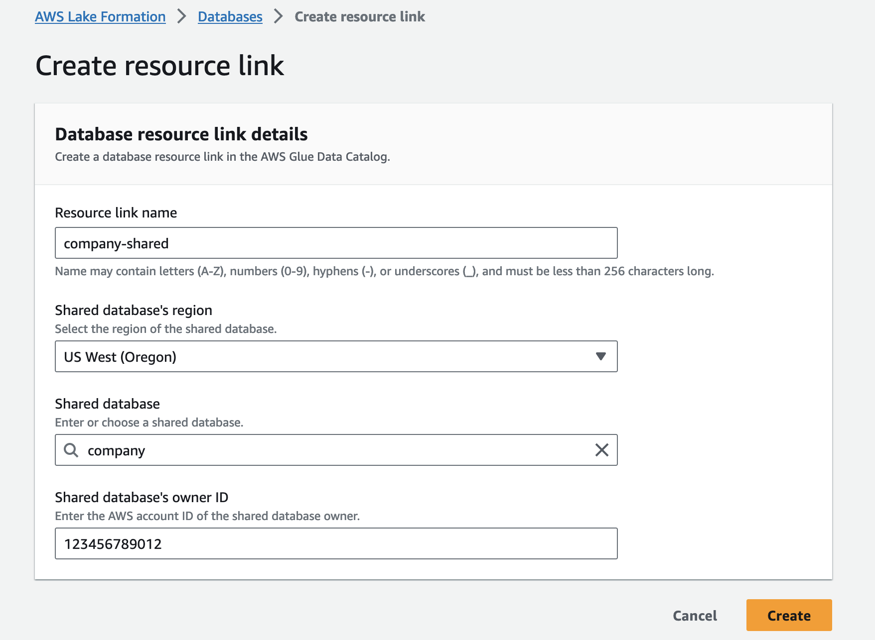 Skapa en resurslänk för den delade databasen
