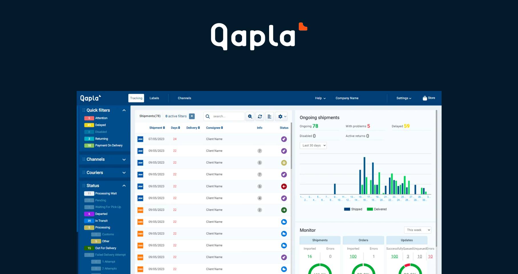 Qapla 택배 소프트웨어 솔루션