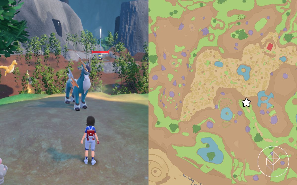 一张地图显示了《精灵宝可梦 猩红与紫罗兰》中在山中可以找到 Cobalion 的位置