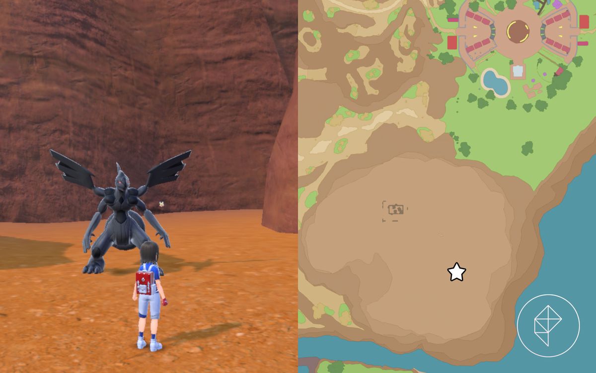 一张地图显示了《精灵宝可梦 猩红与紫罗兰》中高原上可以找到捷克罗姆的位置