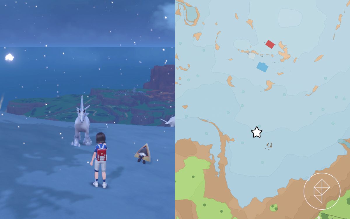 一张地图显示了《精灵宝可梦 猩红与紫罗兰》中雪地里哪里可以找到格拉斯特里尔