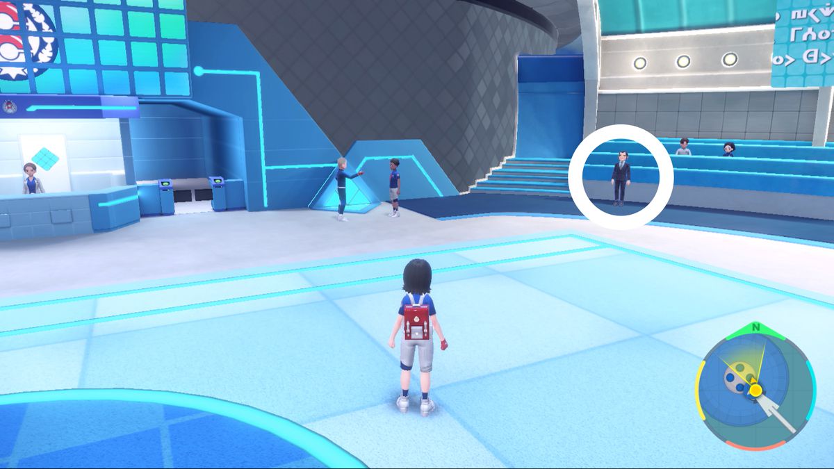 Snackworth, a man in a suit, stands outside of Blueberry Academy in Pokémon Scarlet and Violet.