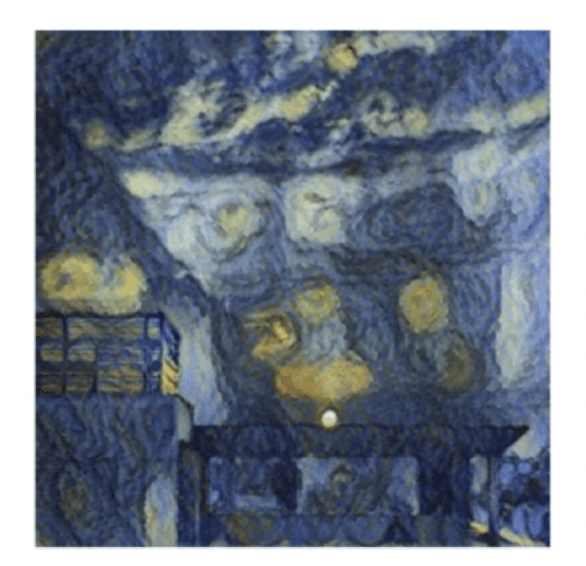 Artistic work Suryast which was submitted for copyright registration by Mr. Sahni. The art work is an amalgamation of Mr. Sahni's original image and Van Gogh's "Starry Night" generated by AI- RAGHAV. 