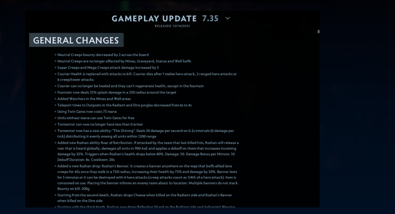 Dota 2 Patch 7.35 Overview - General and Item Changes