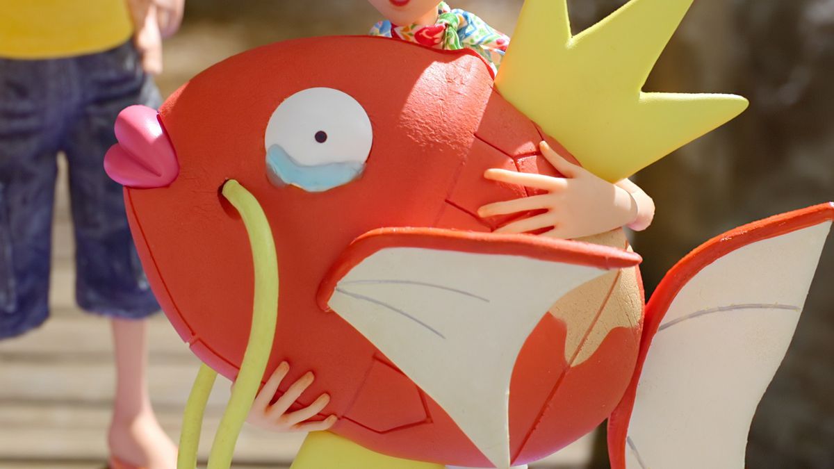 A Magikarp doing its best not to cry
