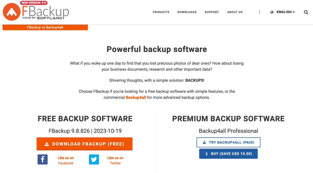FBackup 9 review: Back up your local and online files for free