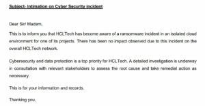 נחשפה מתקפת כופר של HCL Technologies