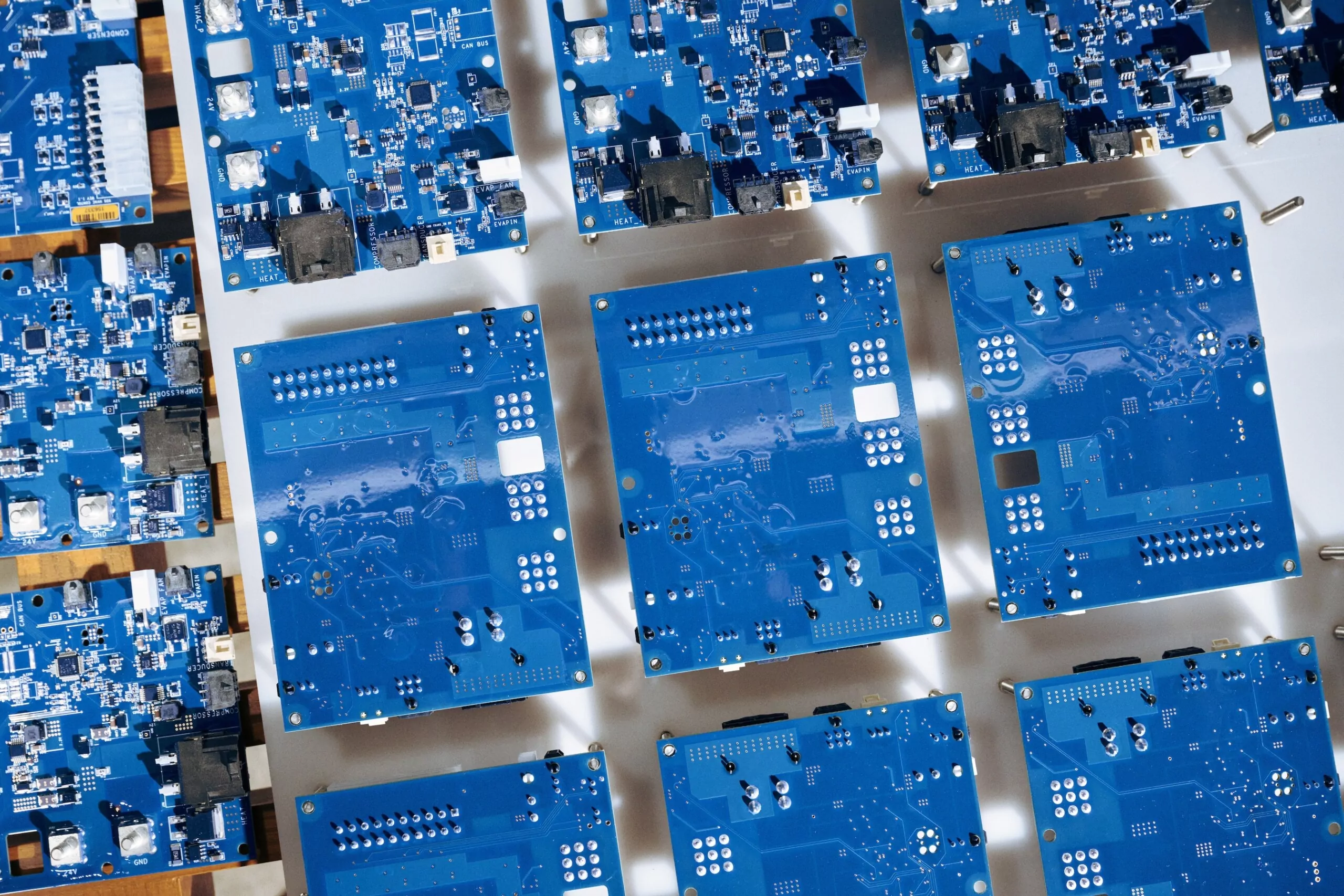 Close up of blue circuit board
