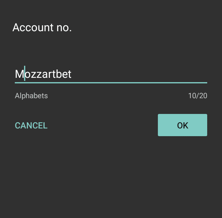 Số tài khoản Mozartbet