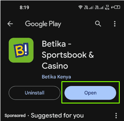 התקן את אפליקציית betika